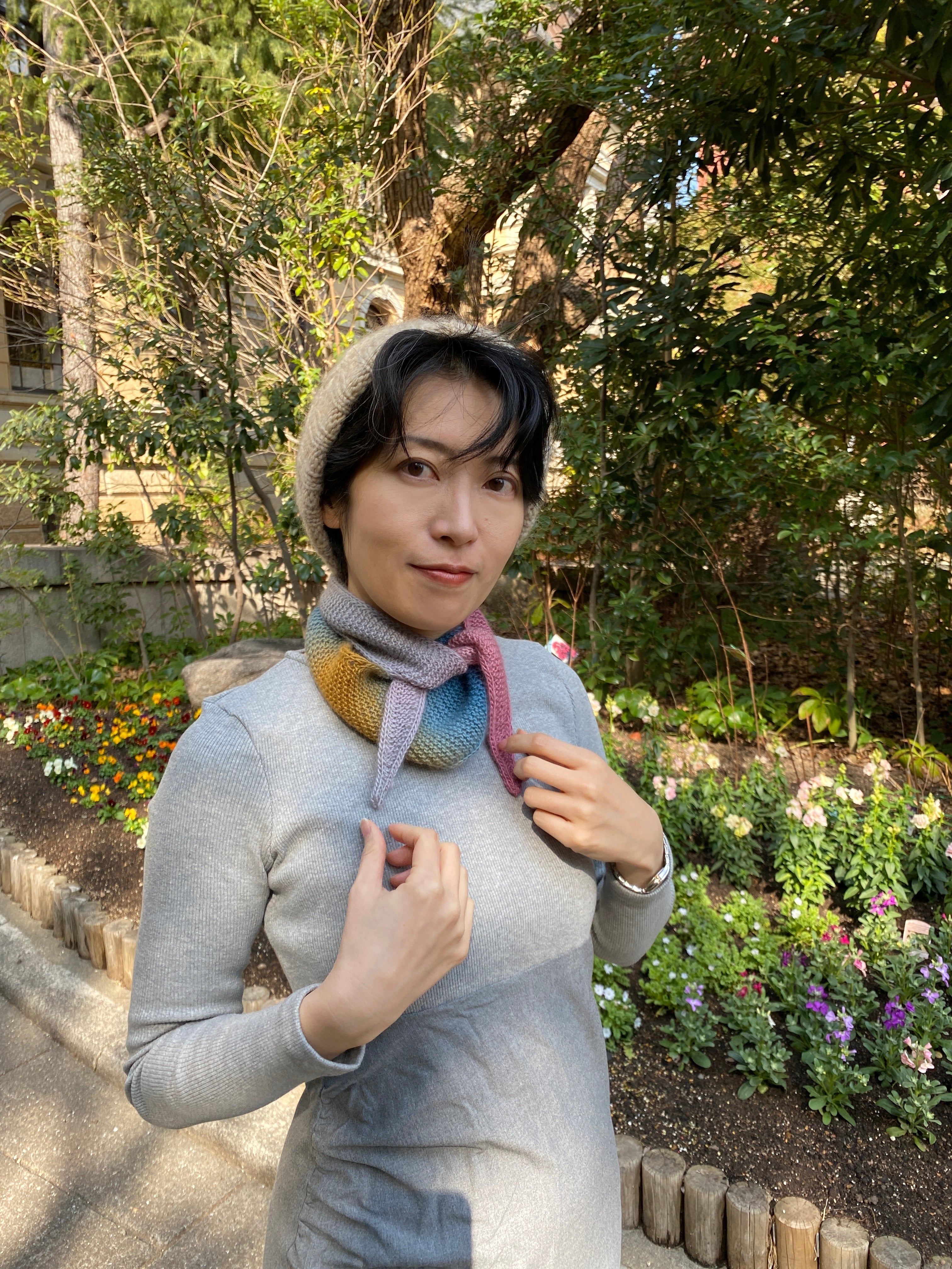 【世界に一枚】手編み ソフィアスカーフ マルチカラー 1玉で2つ編める！大人気「ソフィースカーフ」が春の編み物におすすめな