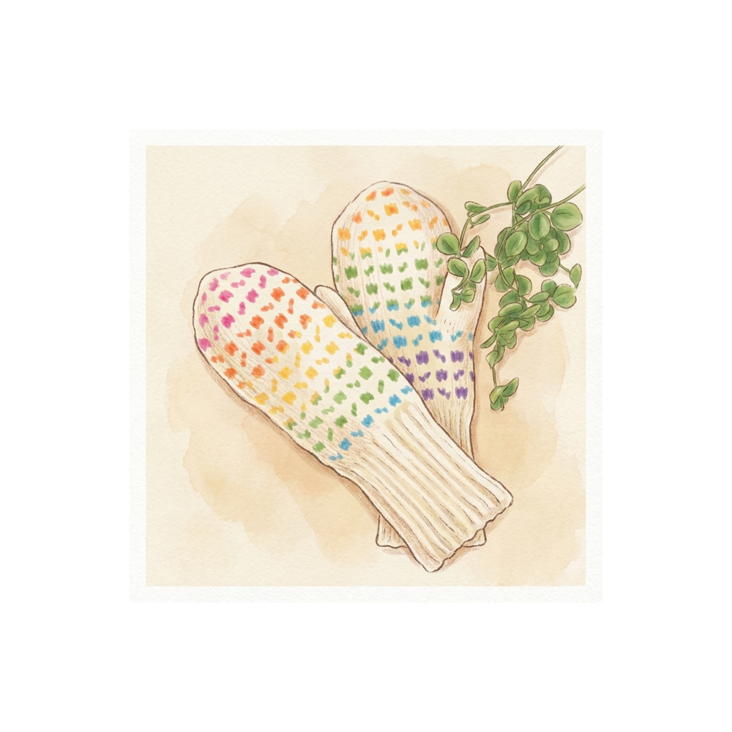 北欧配色を楽しむカラーワークミトン キット（毛糸とダウンロードパターン付き）【即日発送】