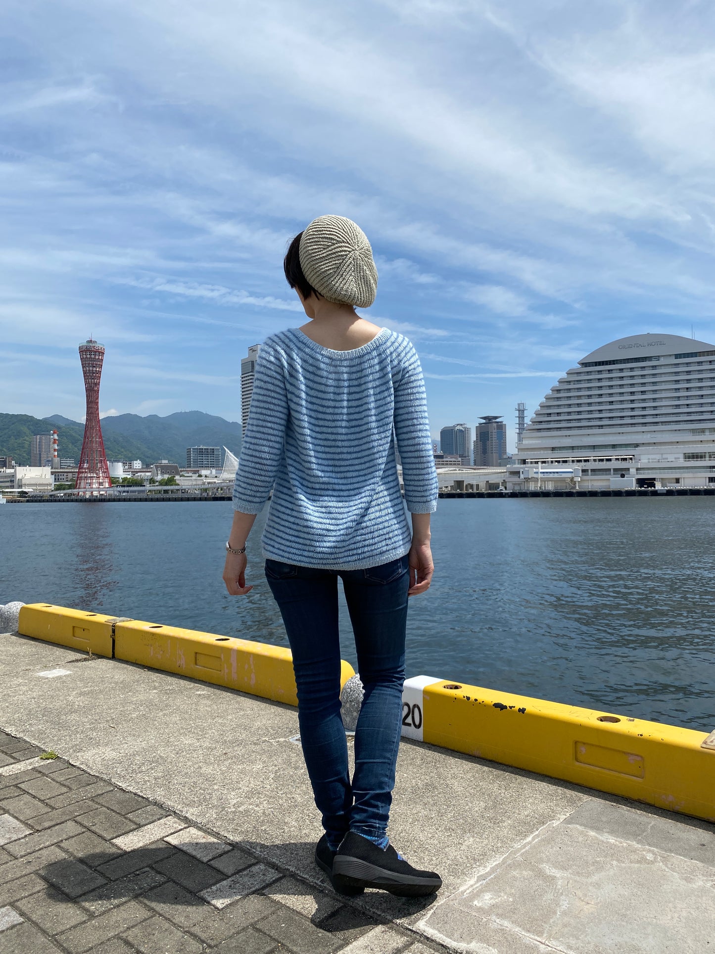 やわらかな色の重なりを楽しむ サマーストライプセーター キット（毛糸とダウンロードパターン付き）【即日発送】
