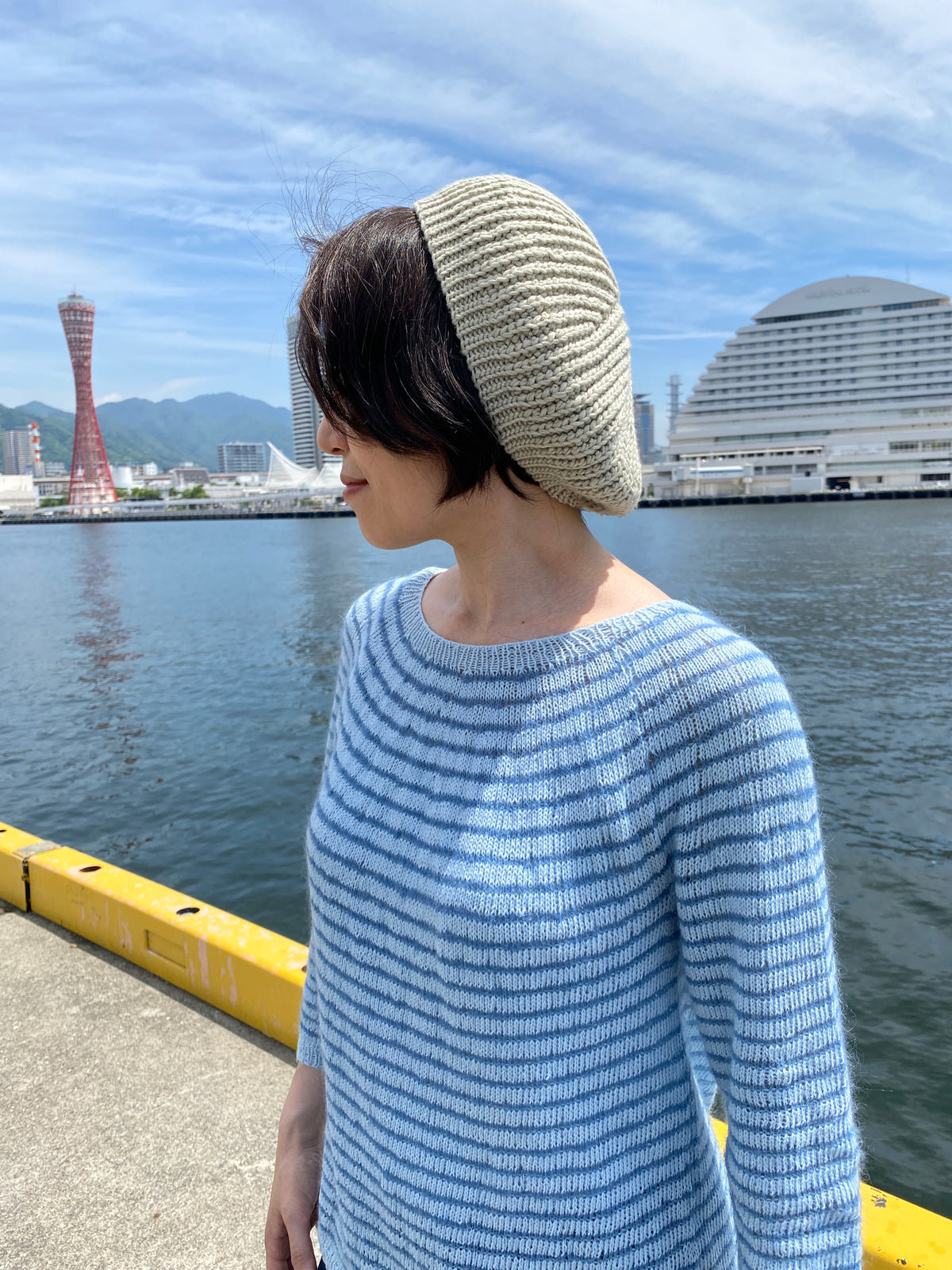 やわらかな色の重なりを楽しむ サマーストライプセーター キット（毛糸 