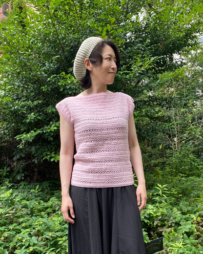 透かし模様を楽しむ クロッシェ トップス キット（毛糸とダウンロードパターン付き）NOVITA