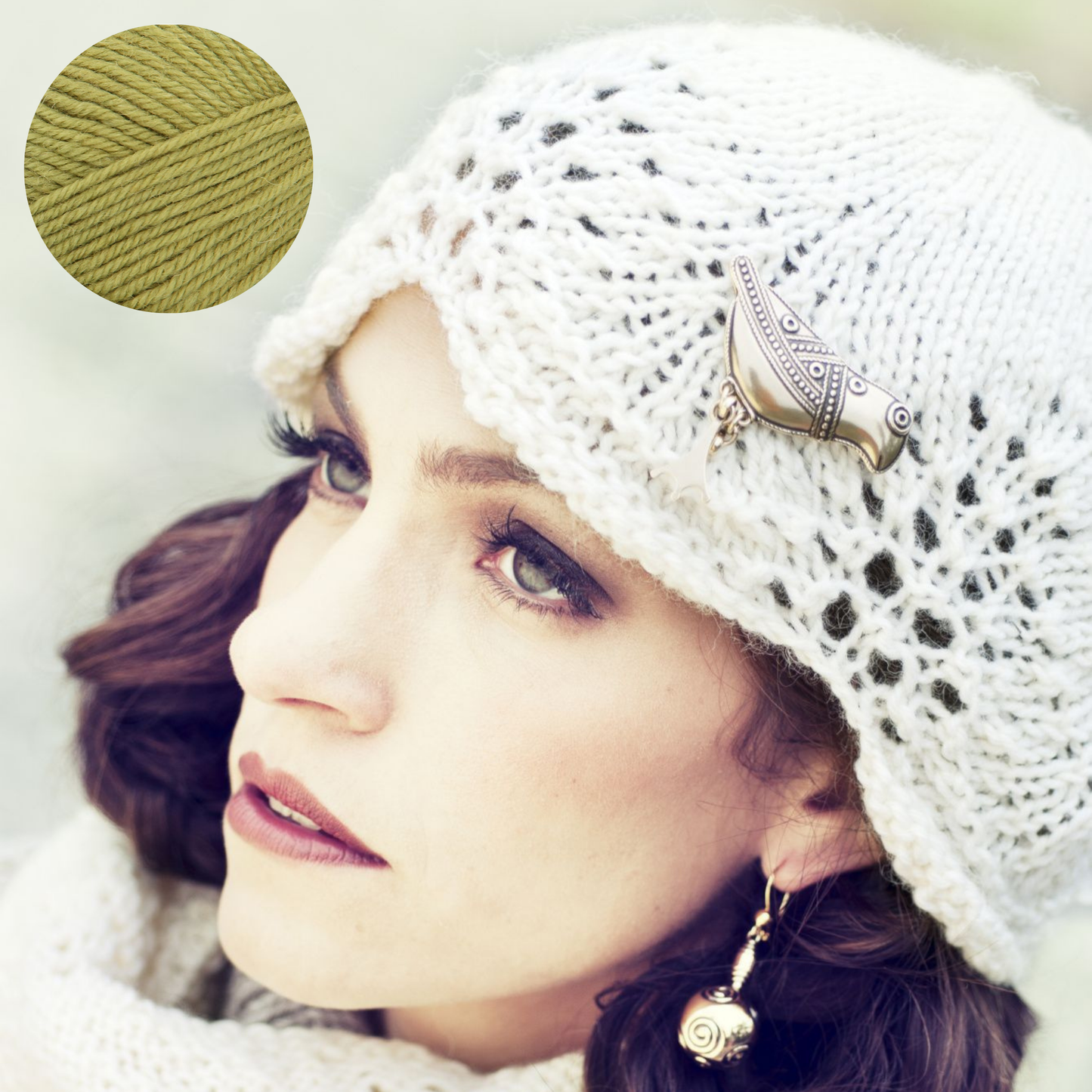 繊細なレース模様のレディース ハット キット（毛糸とダウンロードパターン付き）【即日発送】