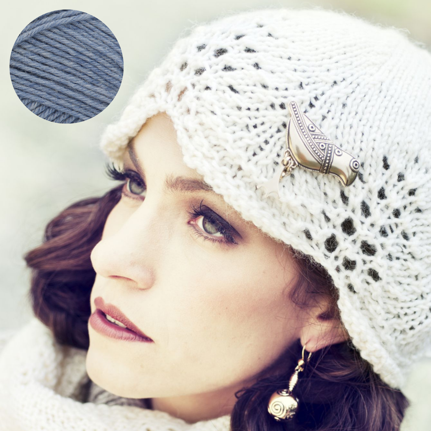繊細なレース模様のレディース ハット キット（毛糸とダウンロードパターン付き）【即日発送】