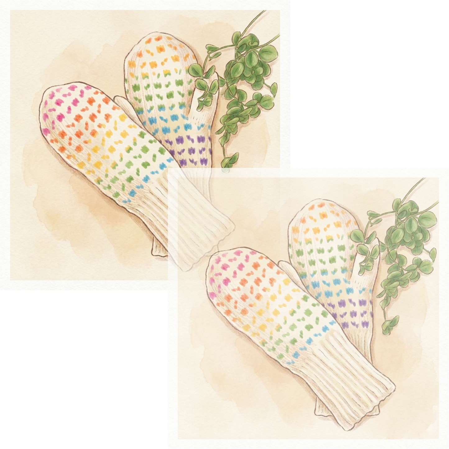 北欧配色を楽しむカラーワークミトン キット（毛糸とダウンロードパターン付き）【即日発送】