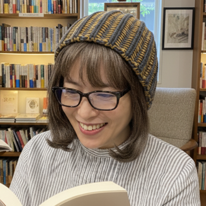 イギリスゴム編み帽子 無料編み図付き ラヴリー Atelier Zitron：アトリエ ツィトロン