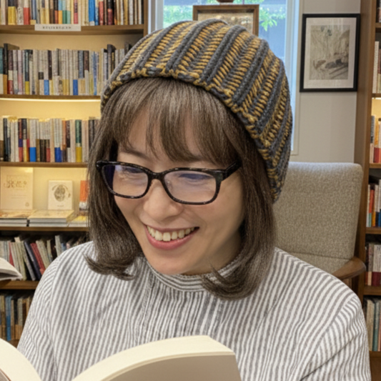 イギリスゴム編み帽子 無料編み図付き ラヴリー Atelier Zitron：アトリエ ツィトロン