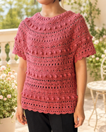 透かし模様を楽しむ Women's クロッシェトップ キット（毛糸とダウンロードパターン付き）NOVITA：ノヴィータ