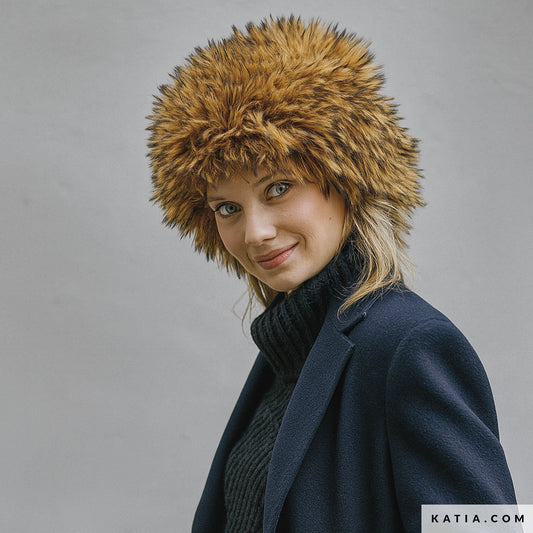 1玉で編めるもこもこ帽子 キット（毛糸とダウンロードパターン付き）【即日発送】 ユピック Katia：カティア