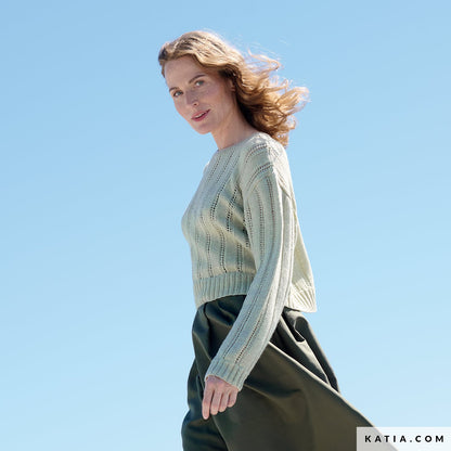 透かし模様のサマーセーター キット（毛糸とダウンロードパターン付き）Katia カティア