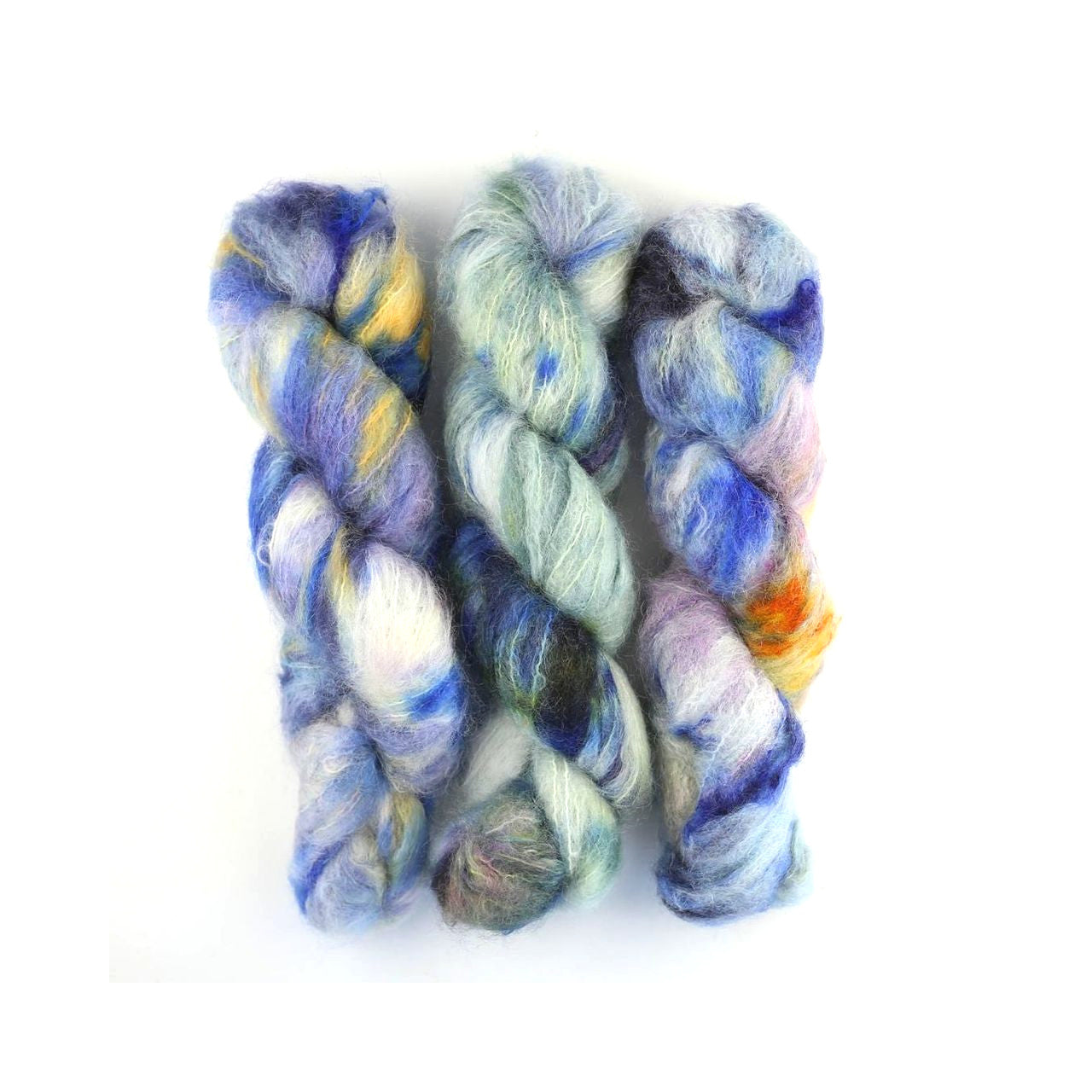綿あめのようにふわふわで鮮やかなフラフィー モヘヤ 手染め Cowgirl Blues：カウガール ブルース