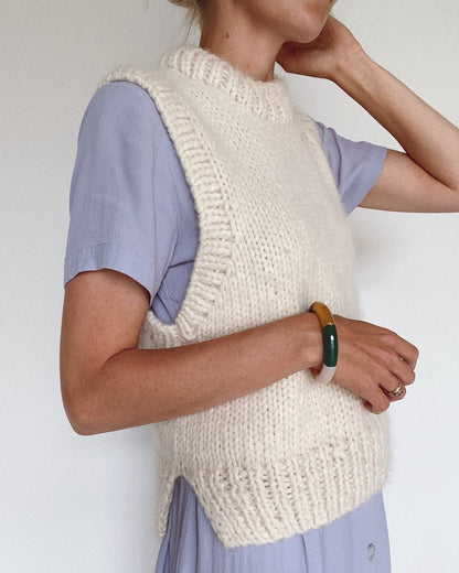 北欧の洗練されたデザイン｜ホリデースリップオーバー【ナチュラル】毛糸 & 日本語文章パターン付きキット｜PetiteKnit：プチニット 【即日発送】